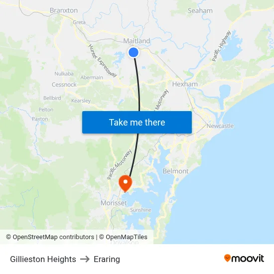Gillieston Heights to Eraring map