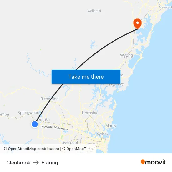 Glenbrook to Eraring map
