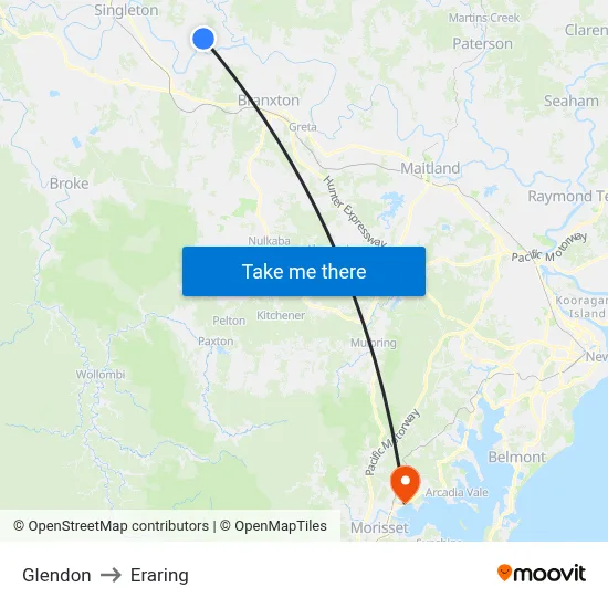 Glendon to Eraring map