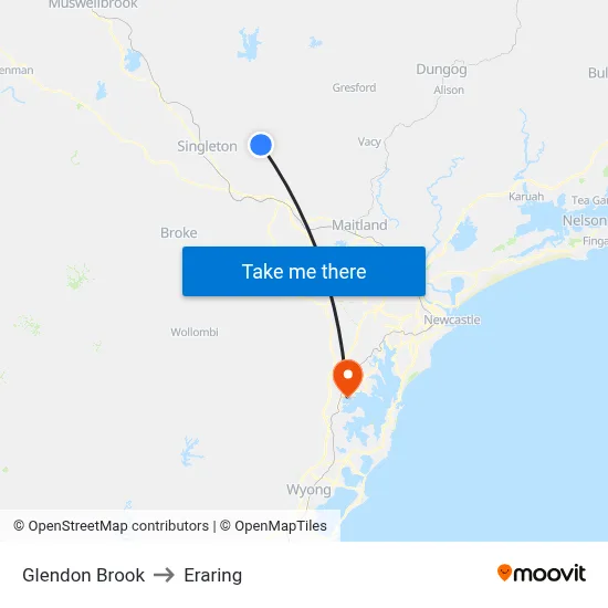 Glendon Brook to Eraring map