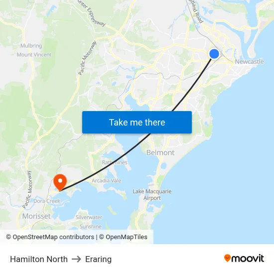 Hamilton North to Eraring map