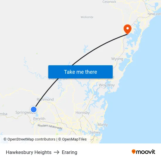 Hawkesbury Heights to Eraring map