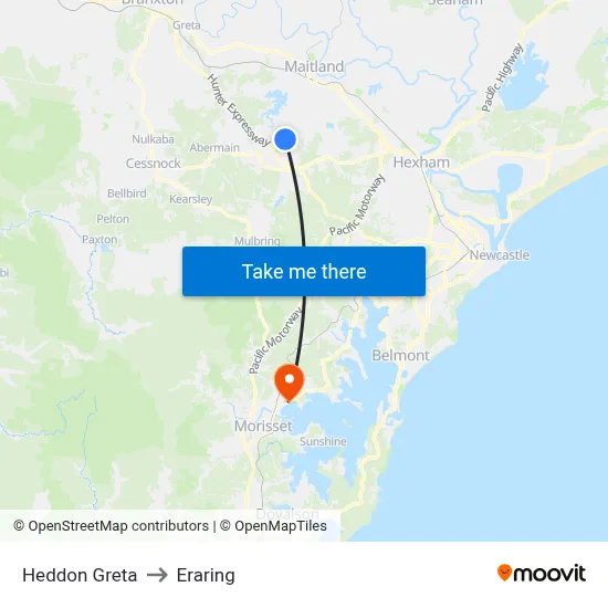 Heddon Greta to Eraring map