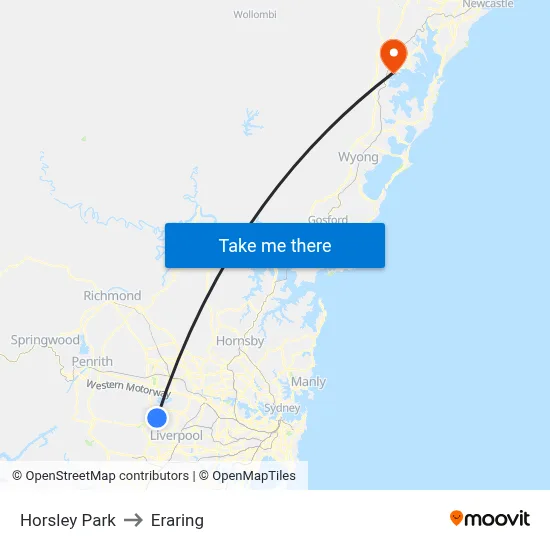 Horsley Park to Eraring map