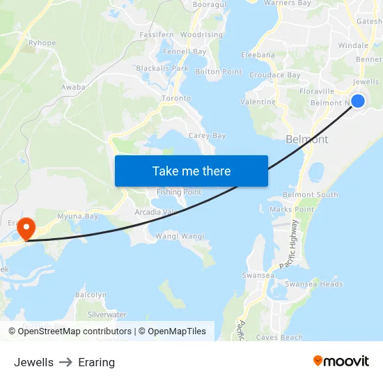 Jewells to Eraring map