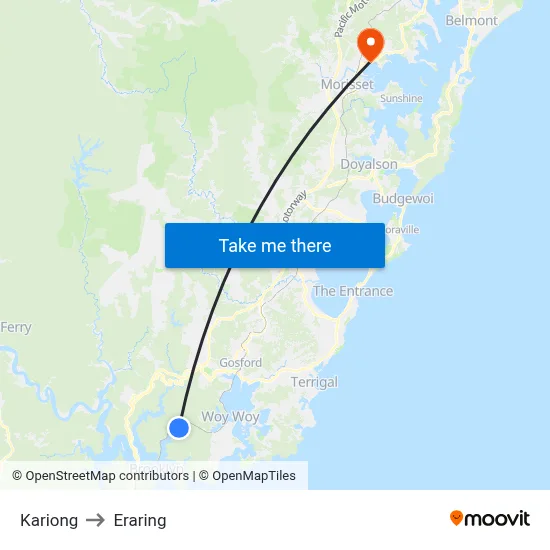 Kariong to Eraring map