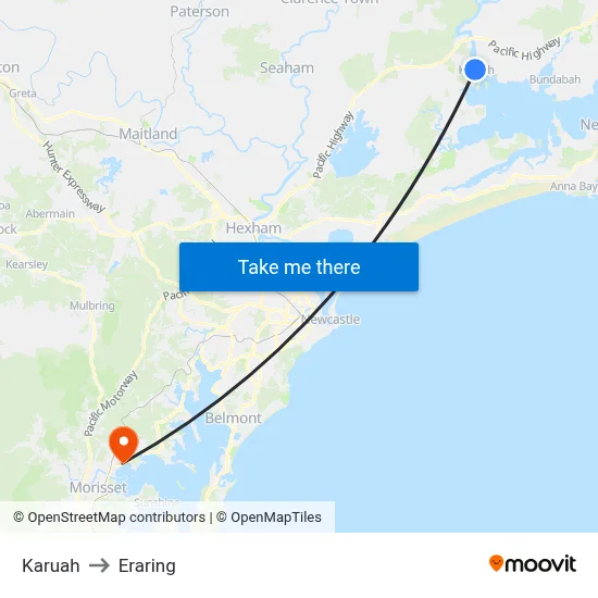 Karuah to Eraring map