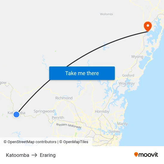 Katoomba to Eraring map