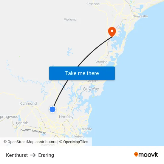 Kenthurst to Eraring map