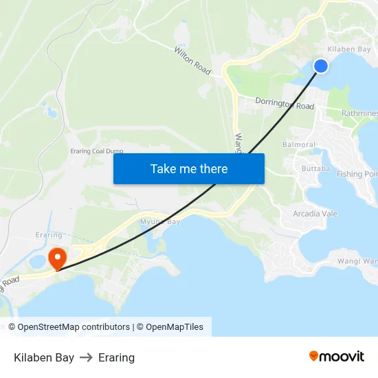 Kilaben Bay to Eraring map