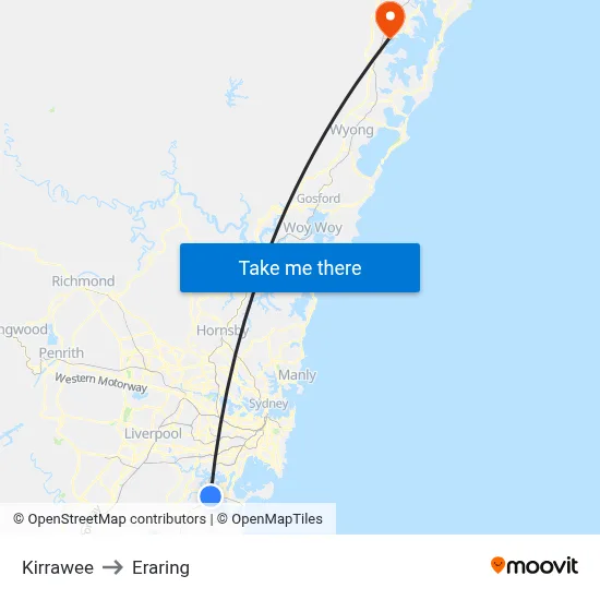 Kirrawee to Eraring map