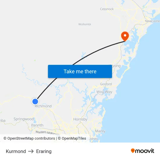 Kurmond to Eraring map