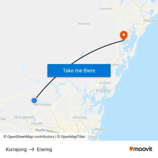 Kurrajong to Eraring map