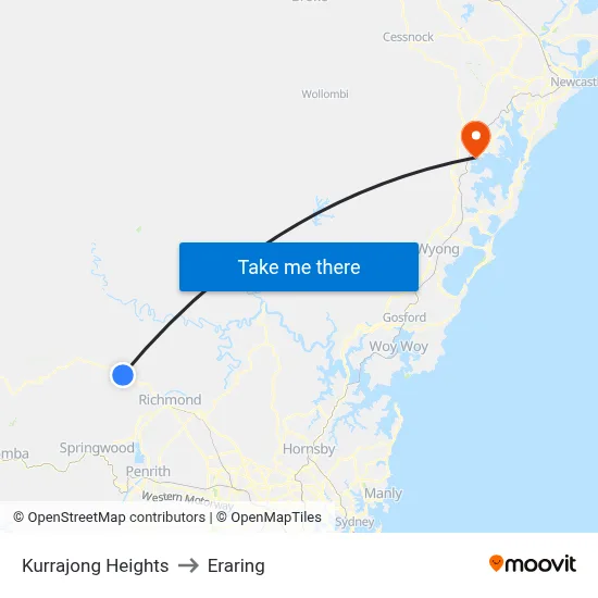 Kurrajong Heights to Eraring map