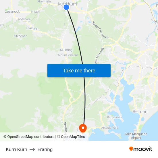 Kurri Kurri to Eraring map