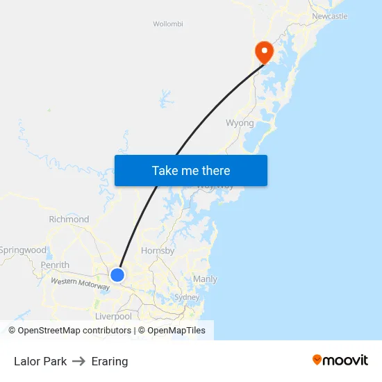 Lalor Park to Eraring map