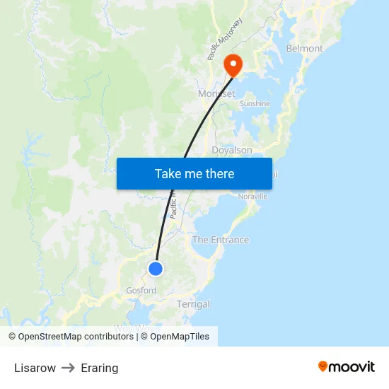 Lisarow to Eraring map