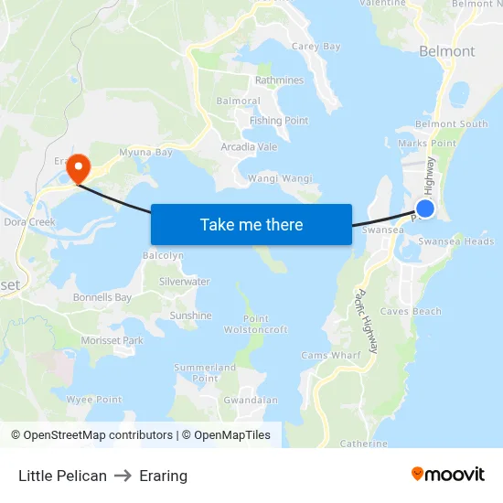 Little Pelican to Eraring map
