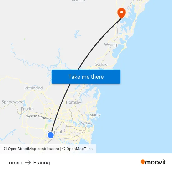 Lurnea to Eraring map