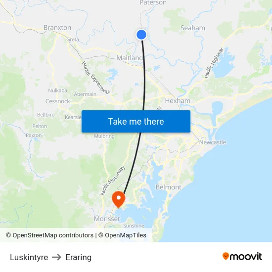 Luskintyre to Eraring map
