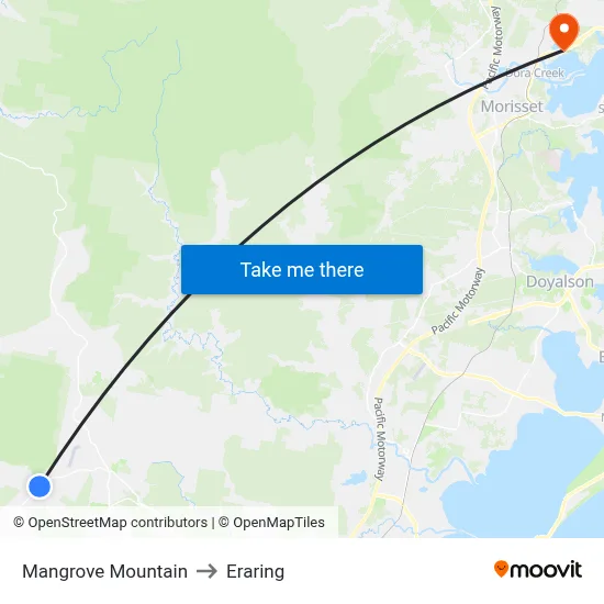 Mangrove Mountain to Eraring map