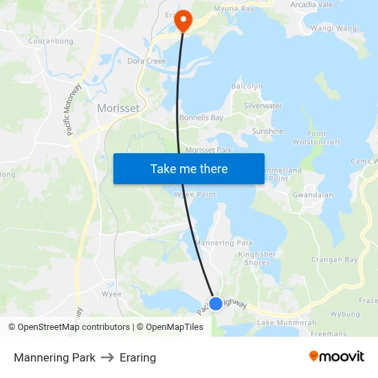 Mannering Park to Eraring map