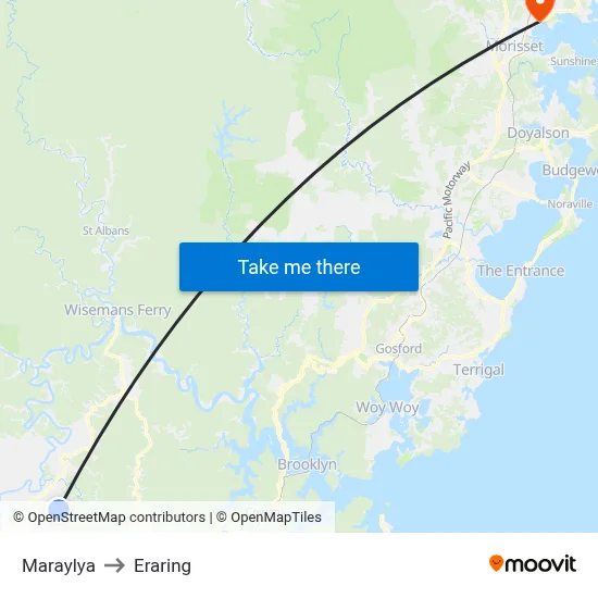 Maraylya to Eraring map