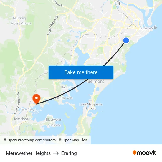 Merewether Heights to Eraring map