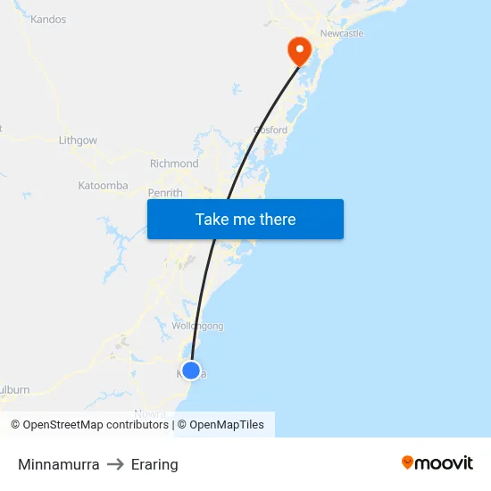 Minnamurra to Eraring map