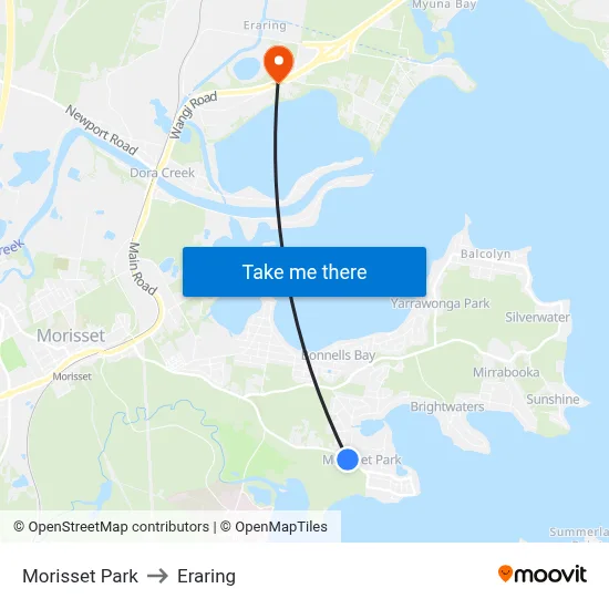 Morisset Park to Eraring map