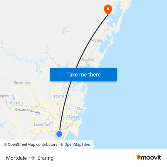 Mortdale to Eraring map