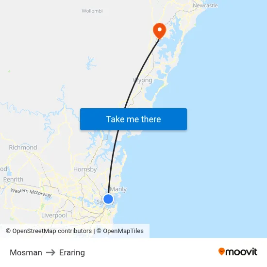Mosman to Eraring map
