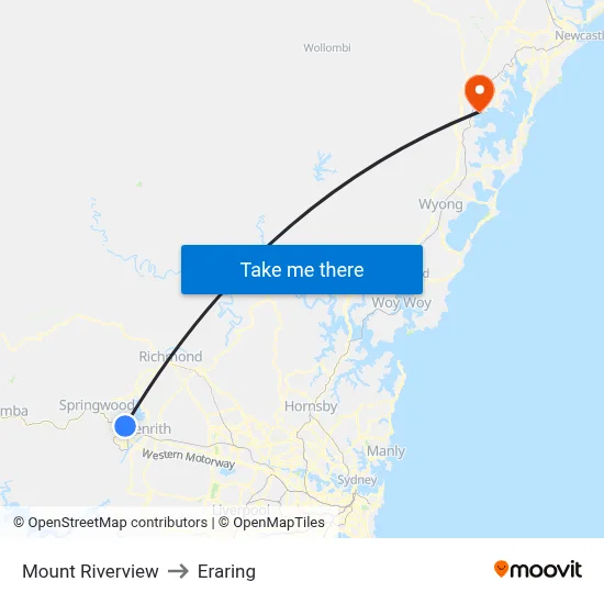 Mount Riverview to Eraring map