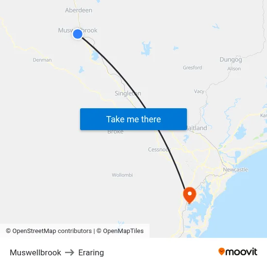 Muswellbrook to Eraring map
