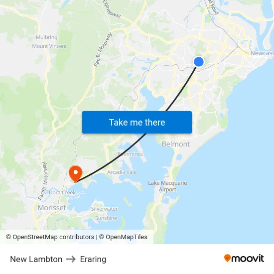New Lambton to Eraring map
