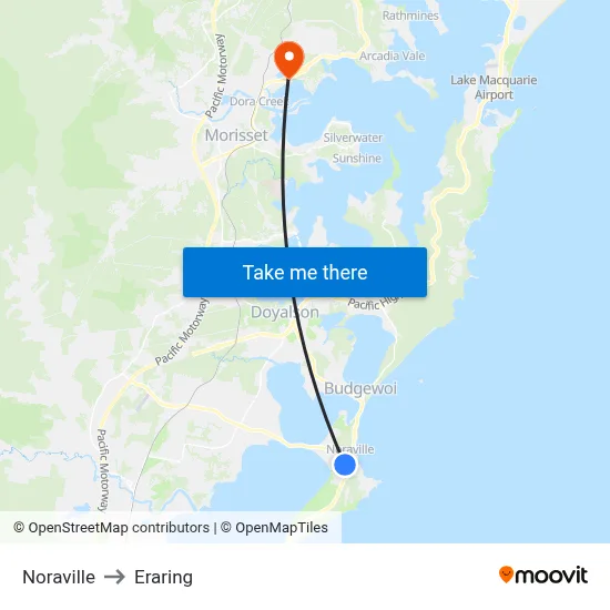 Noraville to Eraring map