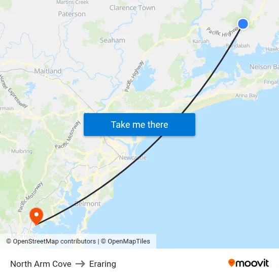 North Arm Cove to Eraring map