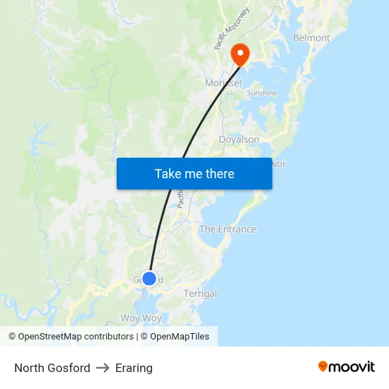 North Gosford to Eraring map