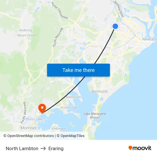 North Lambton to Eraring map