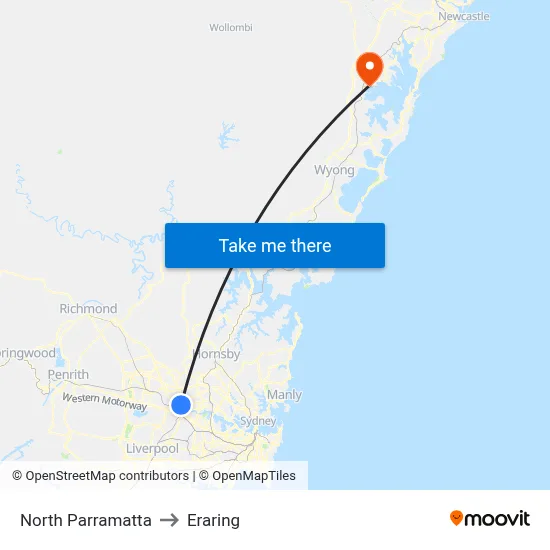 North Parramatta to Eraring map