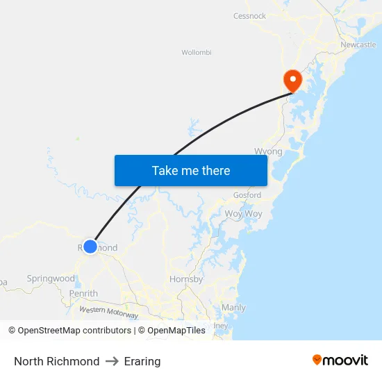 North Richmond to Eraring map