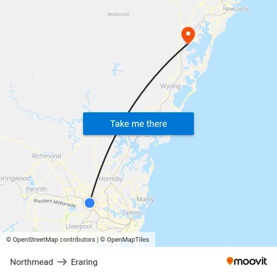 Northmead to Eraring map