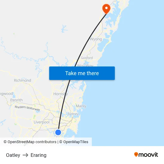 Oatley to Eraring map
