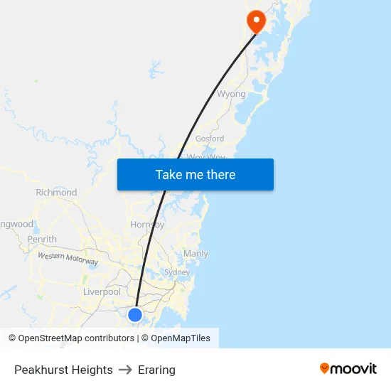 Peakhurst Heights to Eraring map