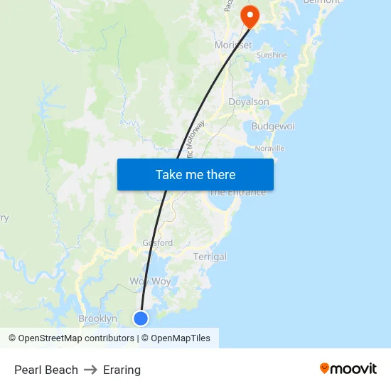 Pearl Beach to Eraring map