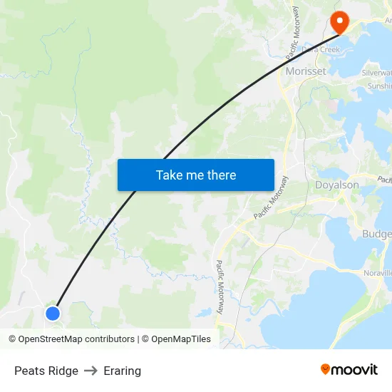 Peats Ridge to Eraring map