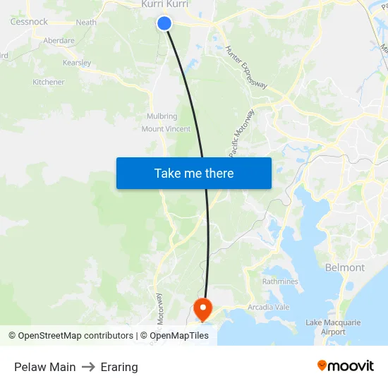 Pelaw Main to Eraring map