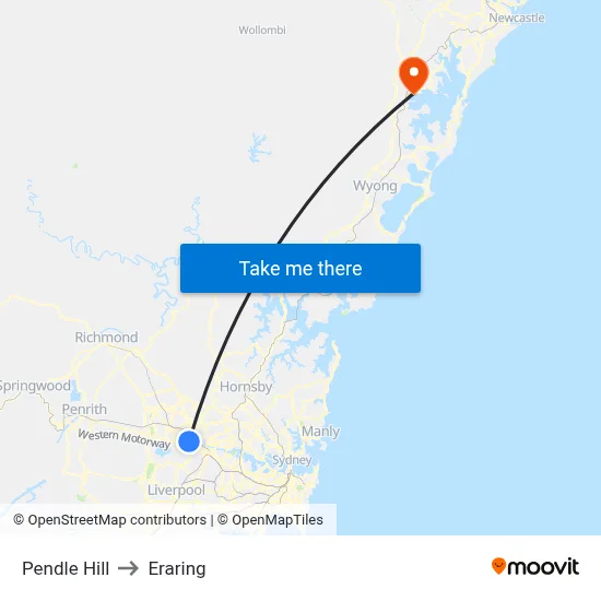 Pendle Hill to Eraring map