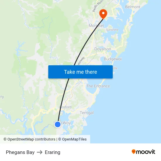 Phegans Bay to Eraring map