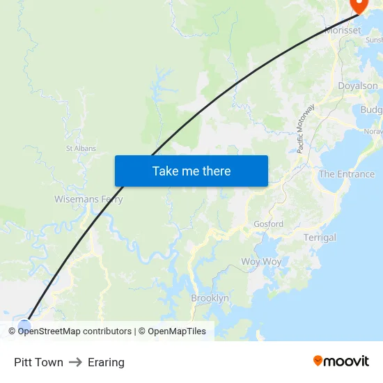 Pitt Town to Eraring map